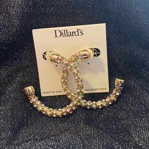 Gold and Rhinestone Hoop Earrings